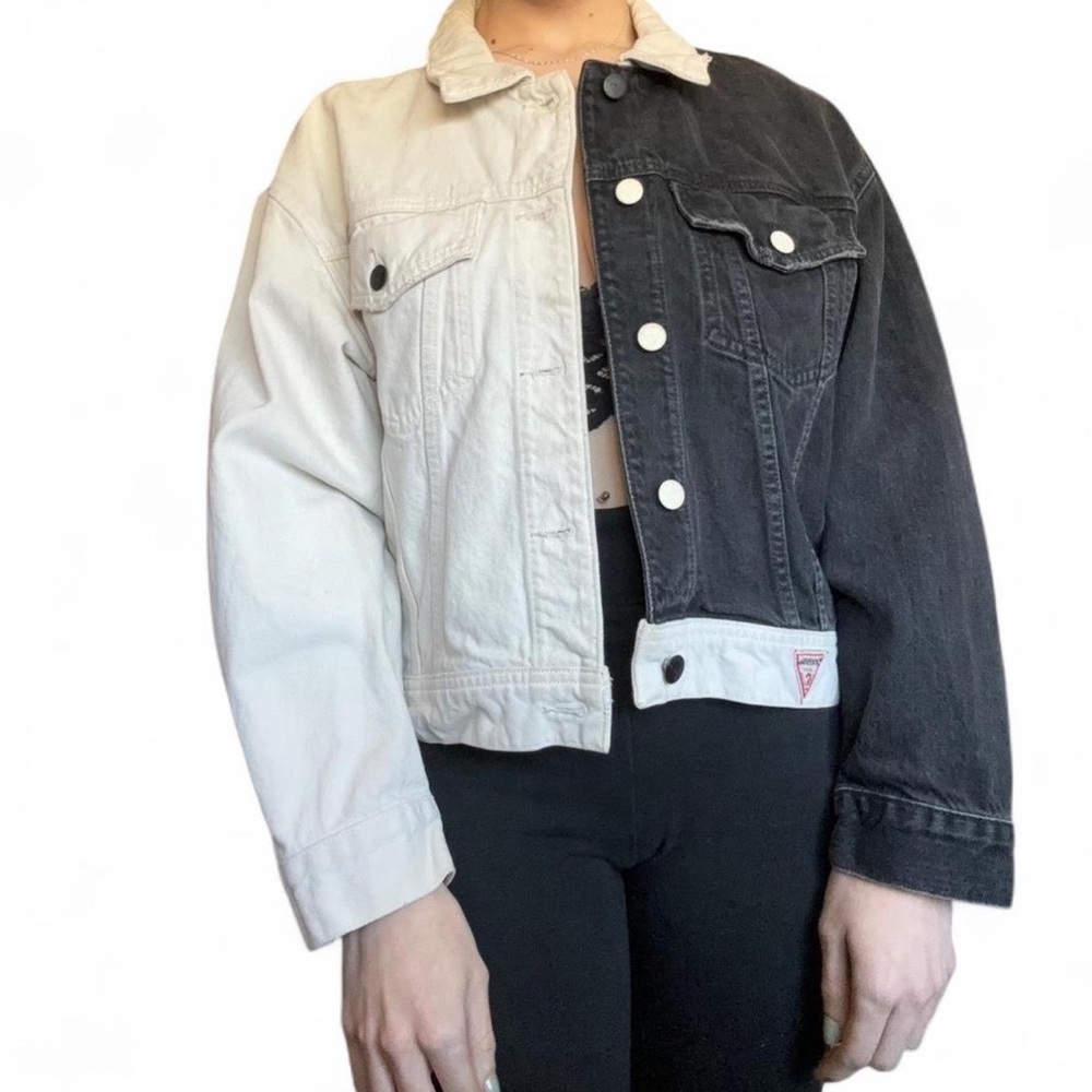 Guess Two-Tone Black and White Denim Jacket
